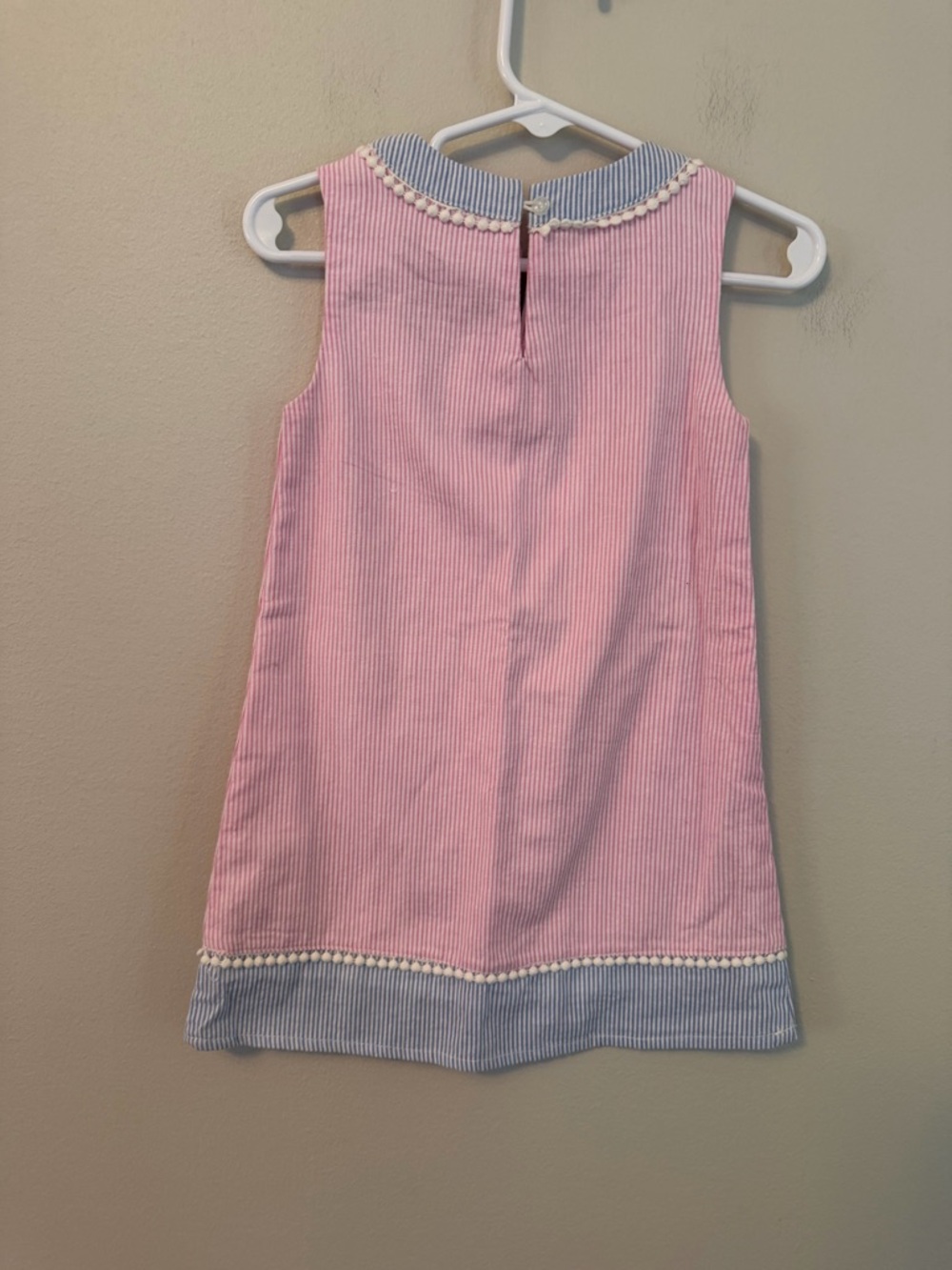 Properly Tied Pink and Blue Trim Sleeveless Girls' Dress - Picture 3 of 4